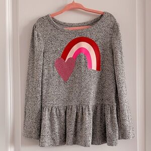 Cat & Jack Gray Long Sleeve Top with Rainbow and Heart - Size 4T